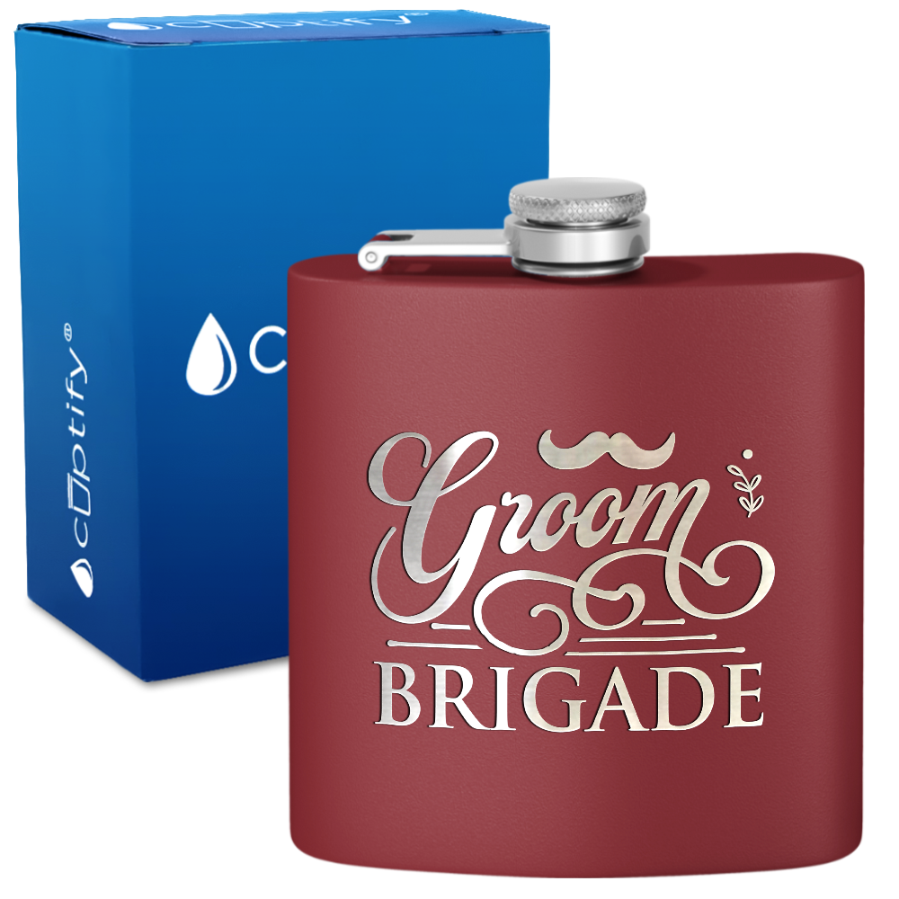 Groom Brigade 6 oz Stainless Steel Hip Flask