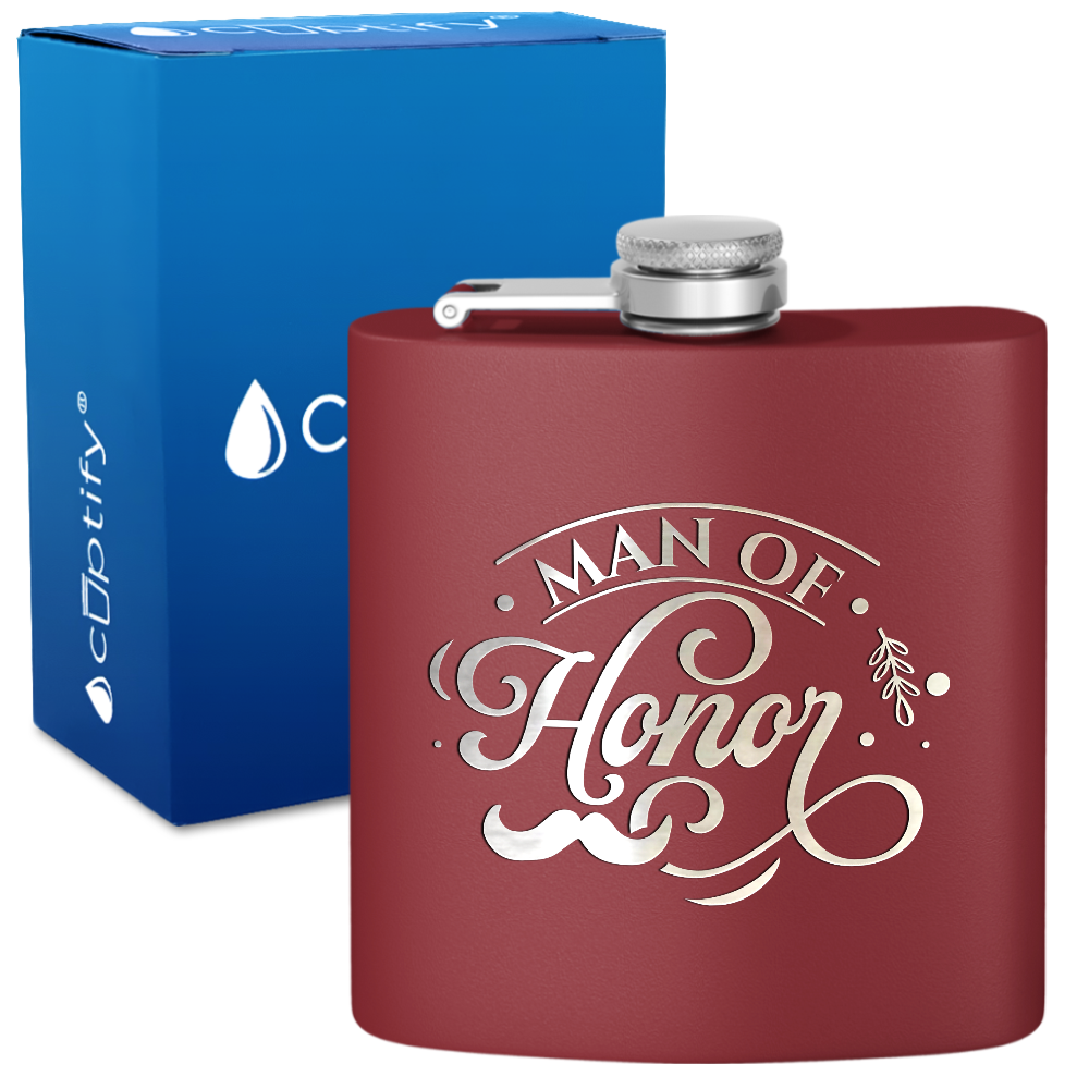 Man of Honor 6 oz Stainless Steel Hip Flask