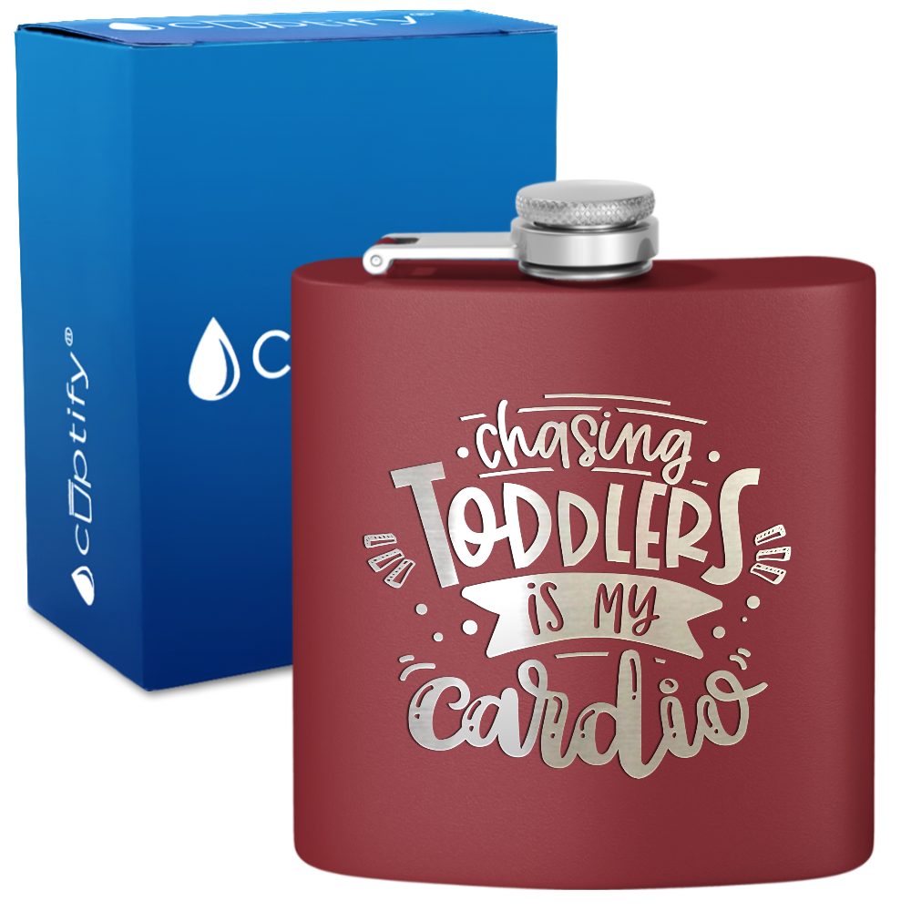 Chasing Toddlers Is My Cardio 6 oz Stainless Steel Hip Flask