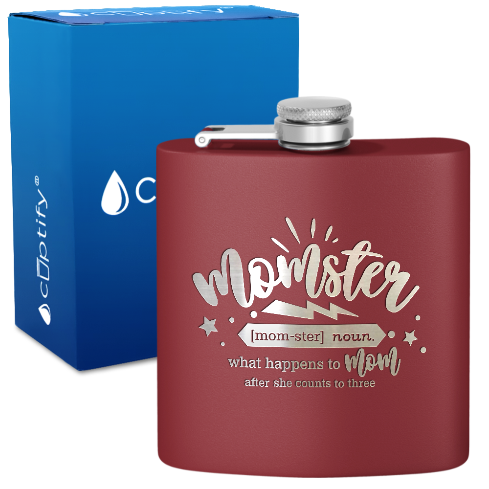Momster 6 oz Stainless Steel Hip Flask