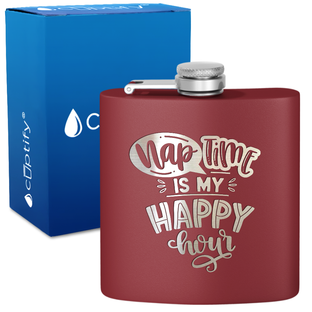Nap Time 6 oz Stainless Steel Hip Flask