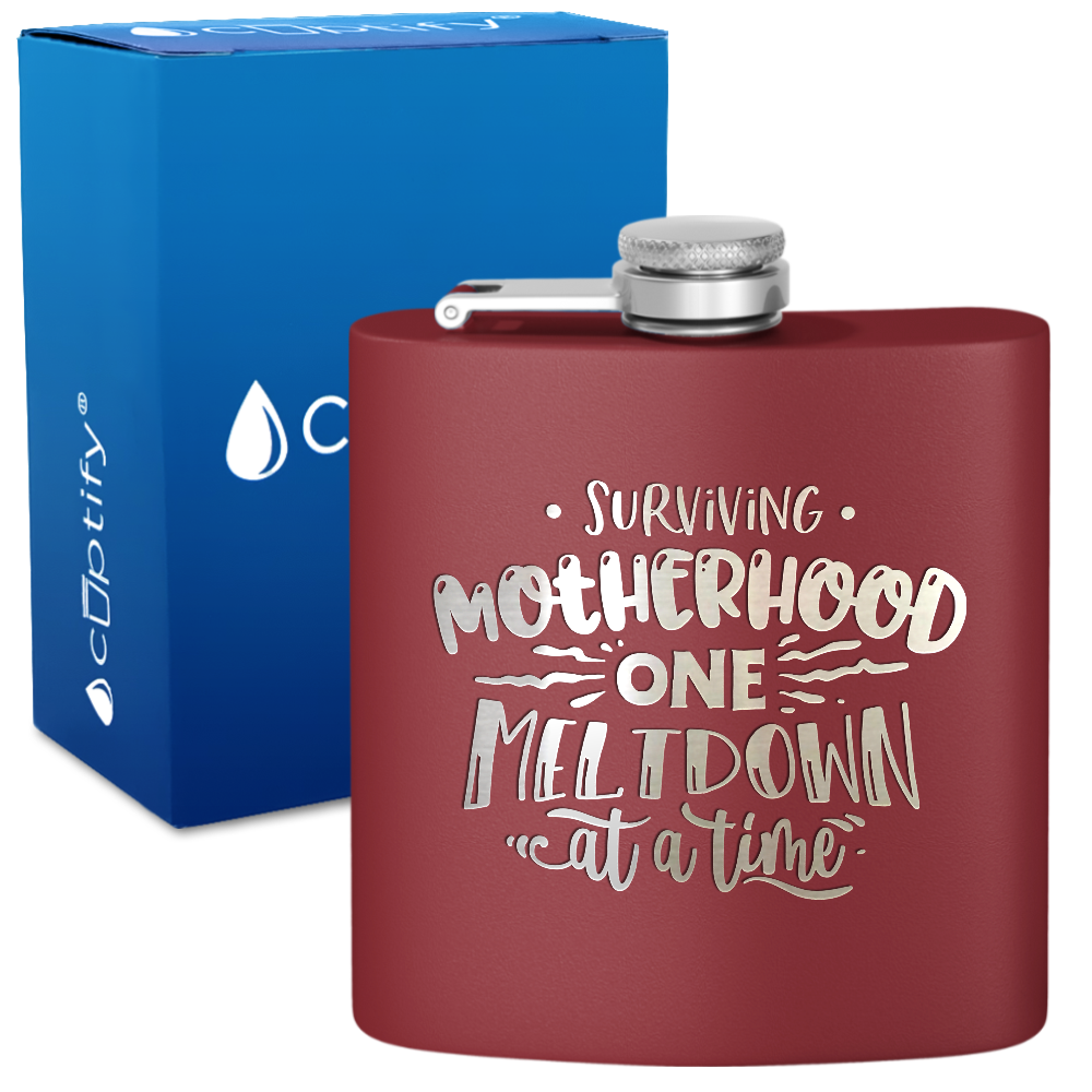 Surviving Motherhood 6 oz Stainless Steel Hip Flask
