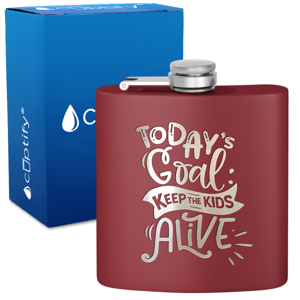 Keep The Kids Alive 6 oz Stainless Steel Hip Flask
