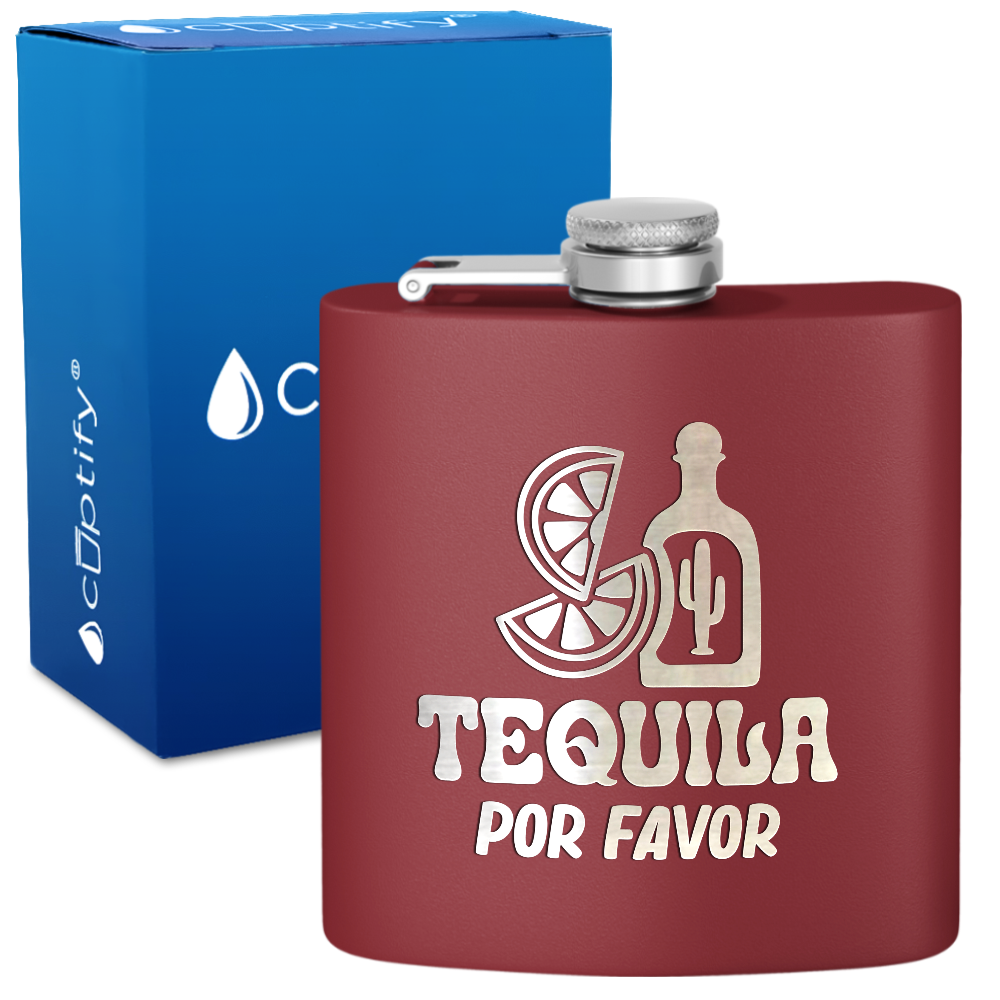 Tequila Por Favor 6 oz Stainless Steel Hip Flask