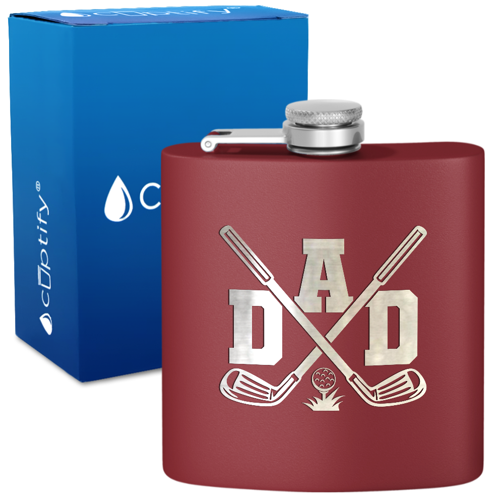 Golf Dad 6oz Stainless Steel Hip Flask