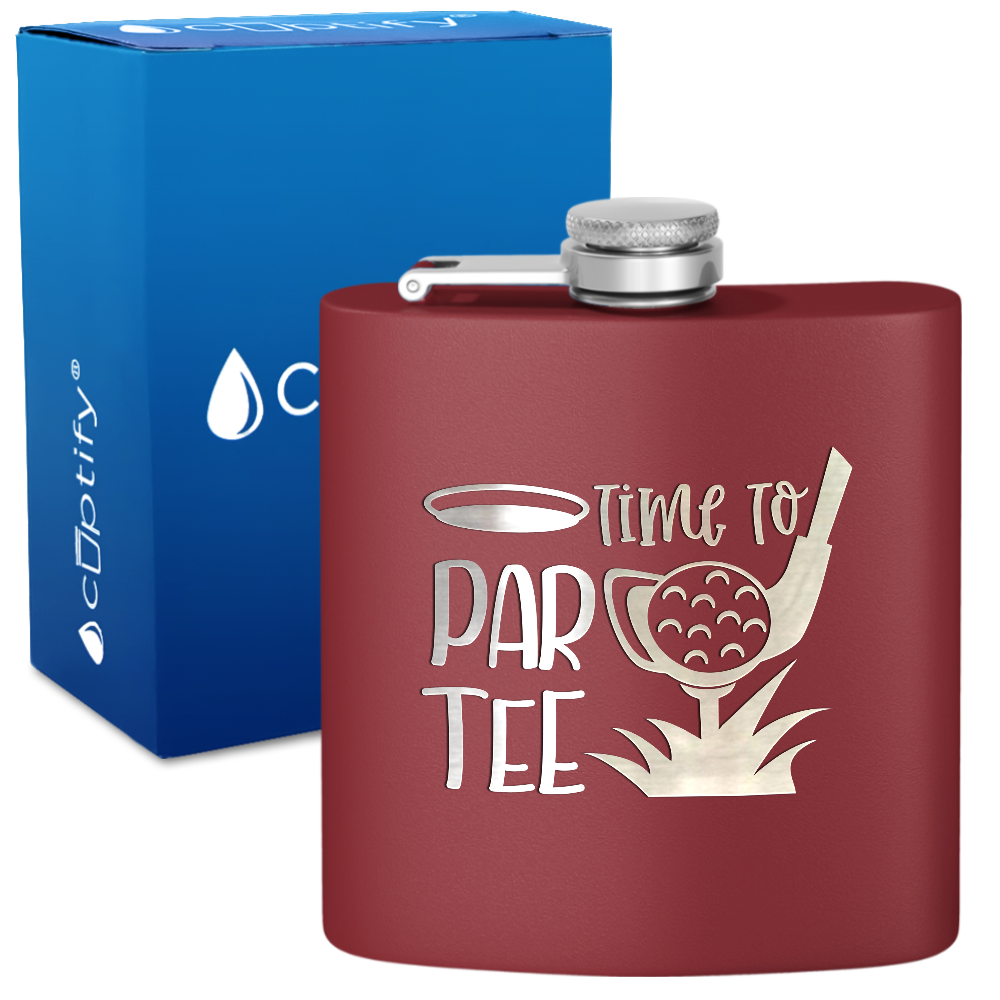 Golf Time to Par-tee 6oz Stainless Steel Hip Flask