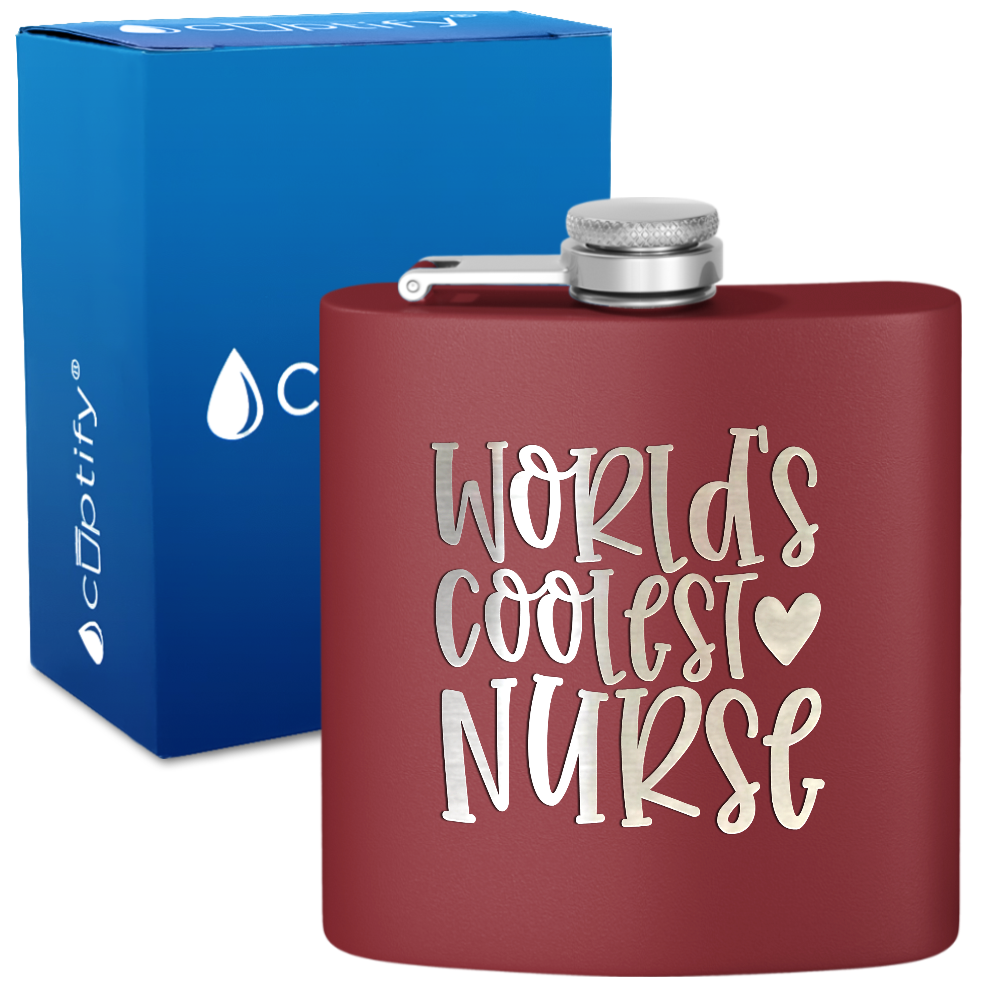 World's Coolest Nurse 6oz Stainless Steel Hip Flask