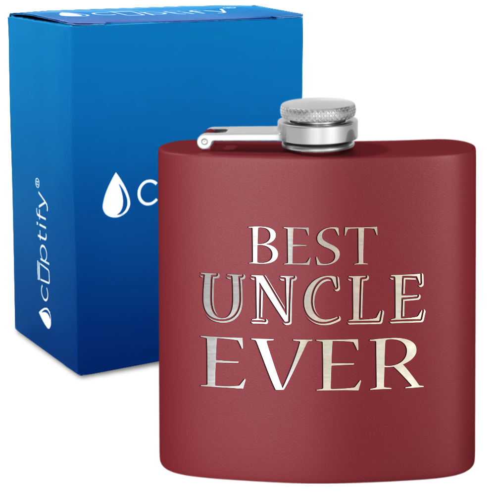 Best Uncle Ever 6oz Stainless Steel Hip Flask