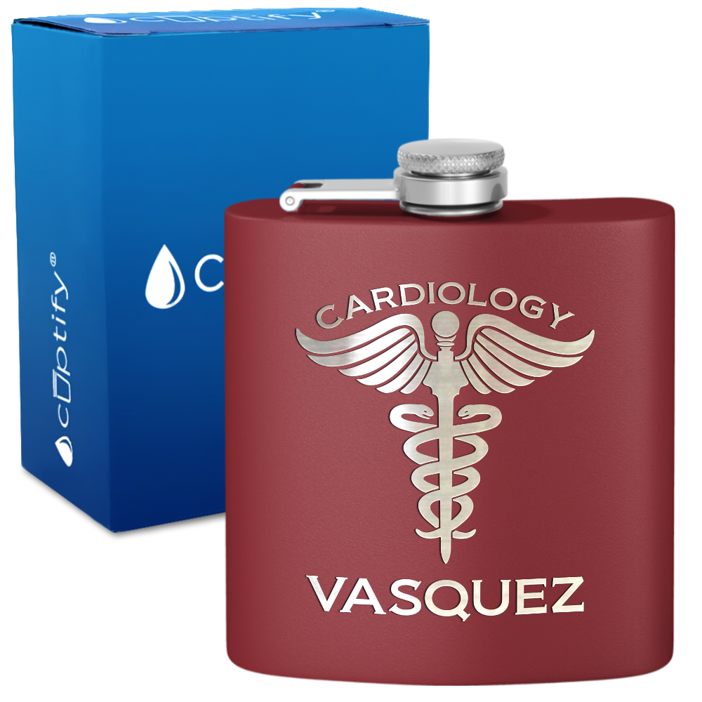 Personalized Cardiology 6oz Stainless Steel Hip Flask