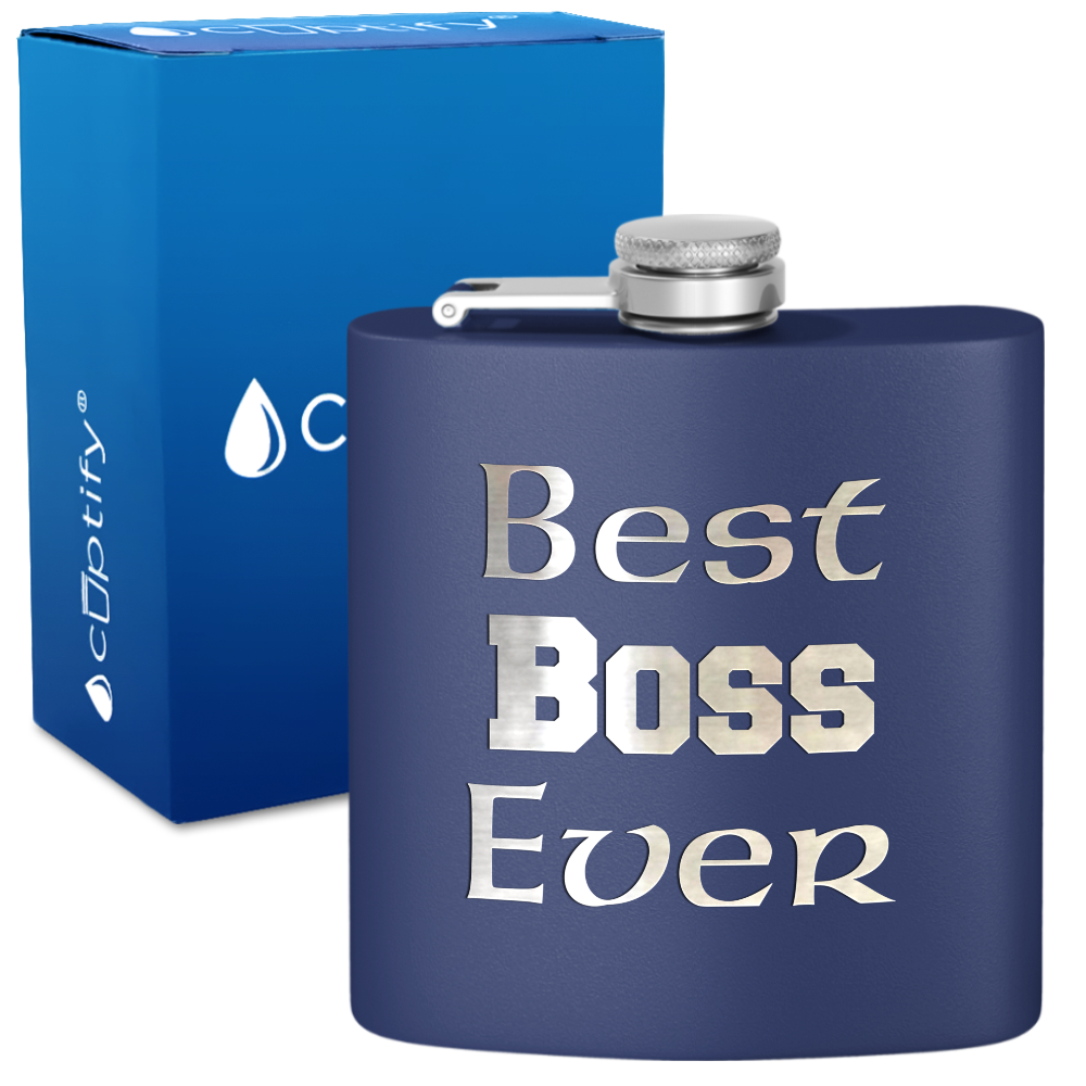 Best Boss Ever 6oz Stainless Steel Hip Flask
