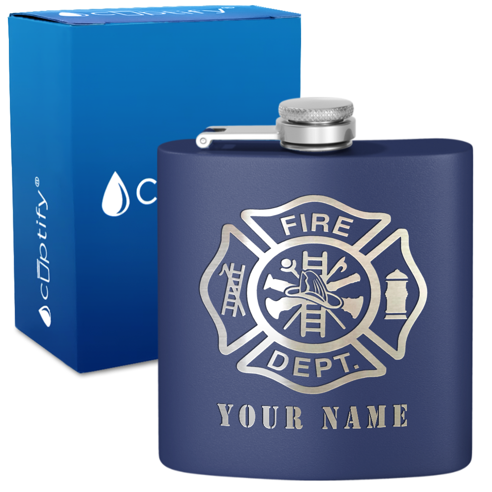 Personalized Firefighter Department 6oz Stainless Steel Hip Flask