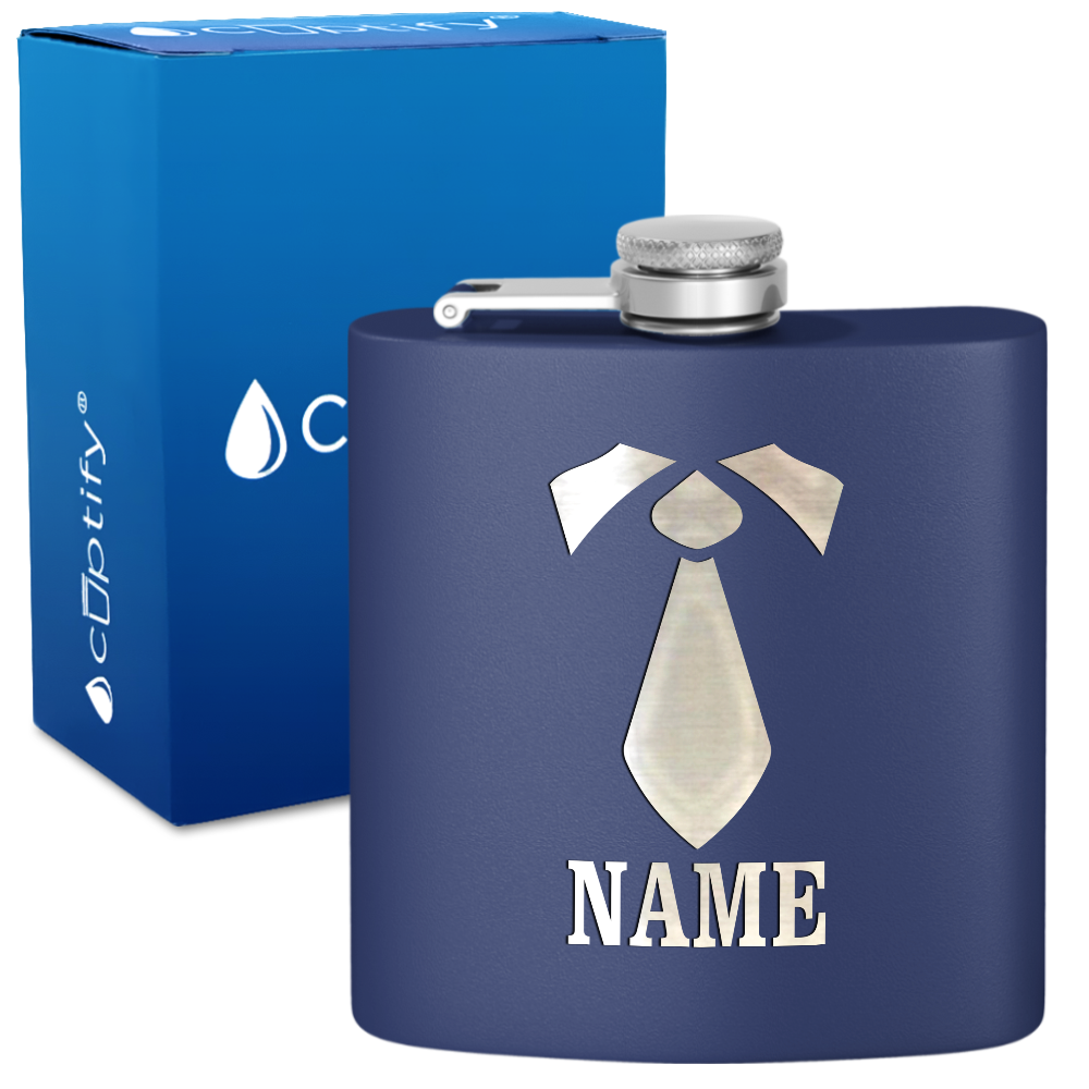 Personalized Neck Tie Groomsmen 6 oz Stainless Steel Hip Flask