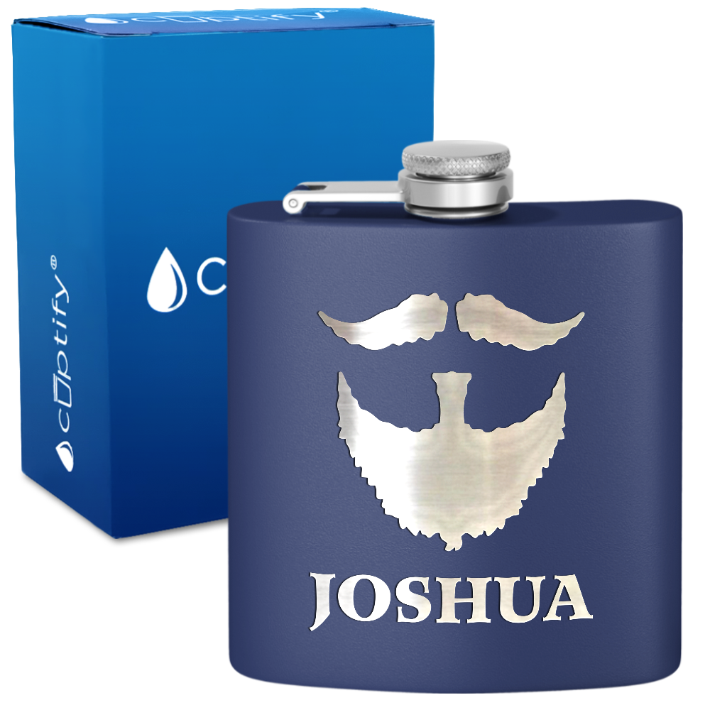 Personalized Beard Groomsmen 6 oz Stainless Steel Hip Flask