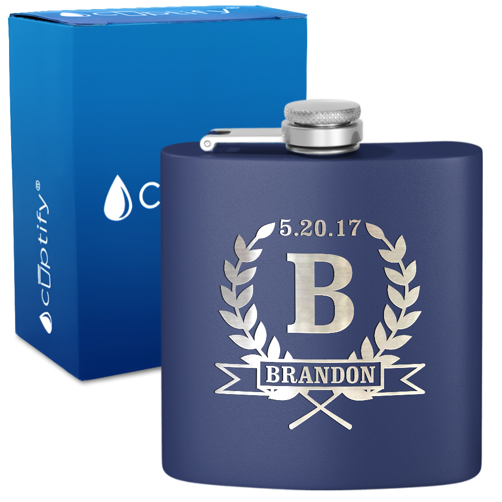 Personalized Groomsmen 6 oz Stainless Steel Hip Flask