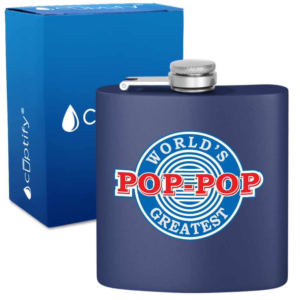 The Worlds Greatest Pop-Pop 6 oz Stainless Steel Hip Flask