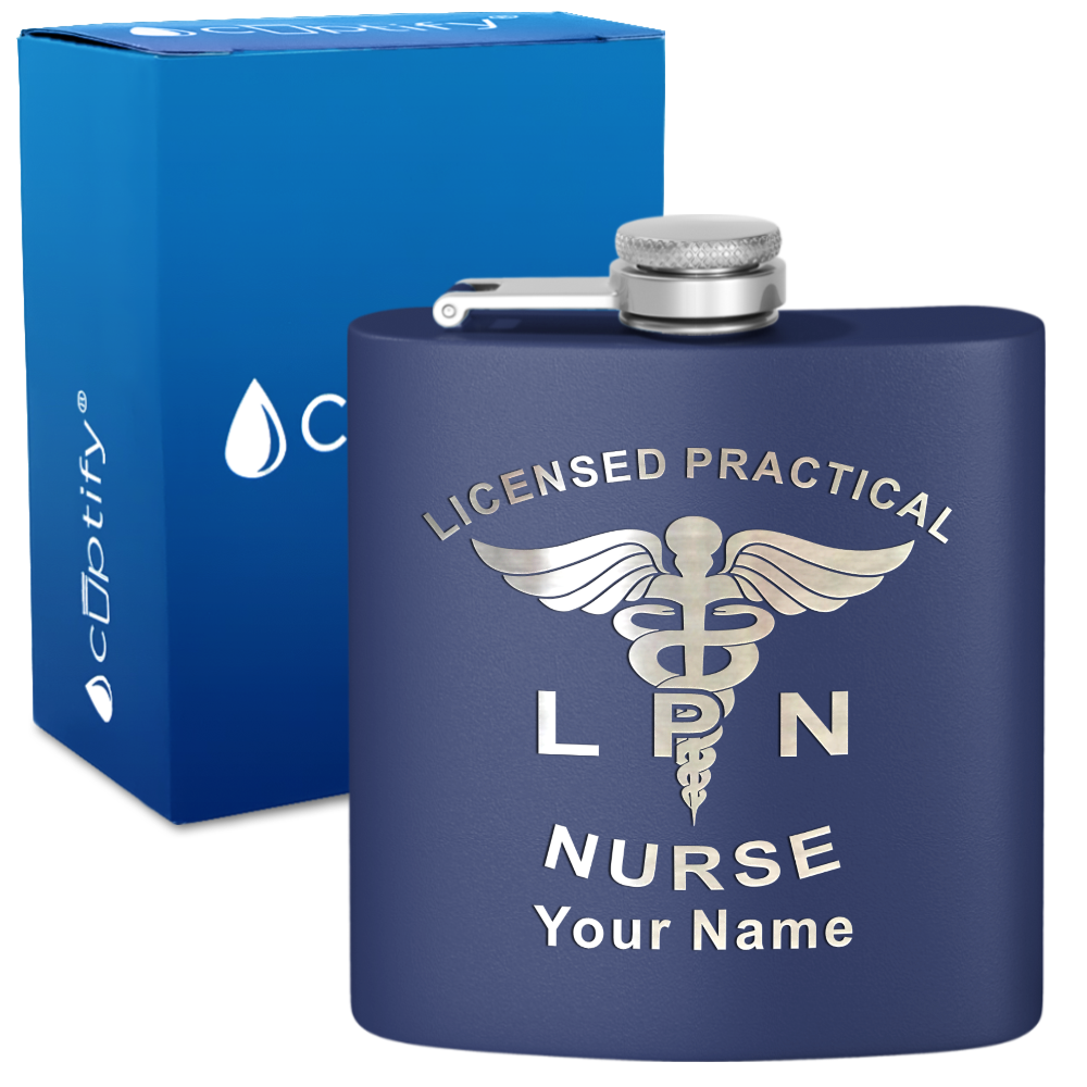 Personalized LPN Licensed Practical Nurse 6oz Stainless Steel Hip Flask