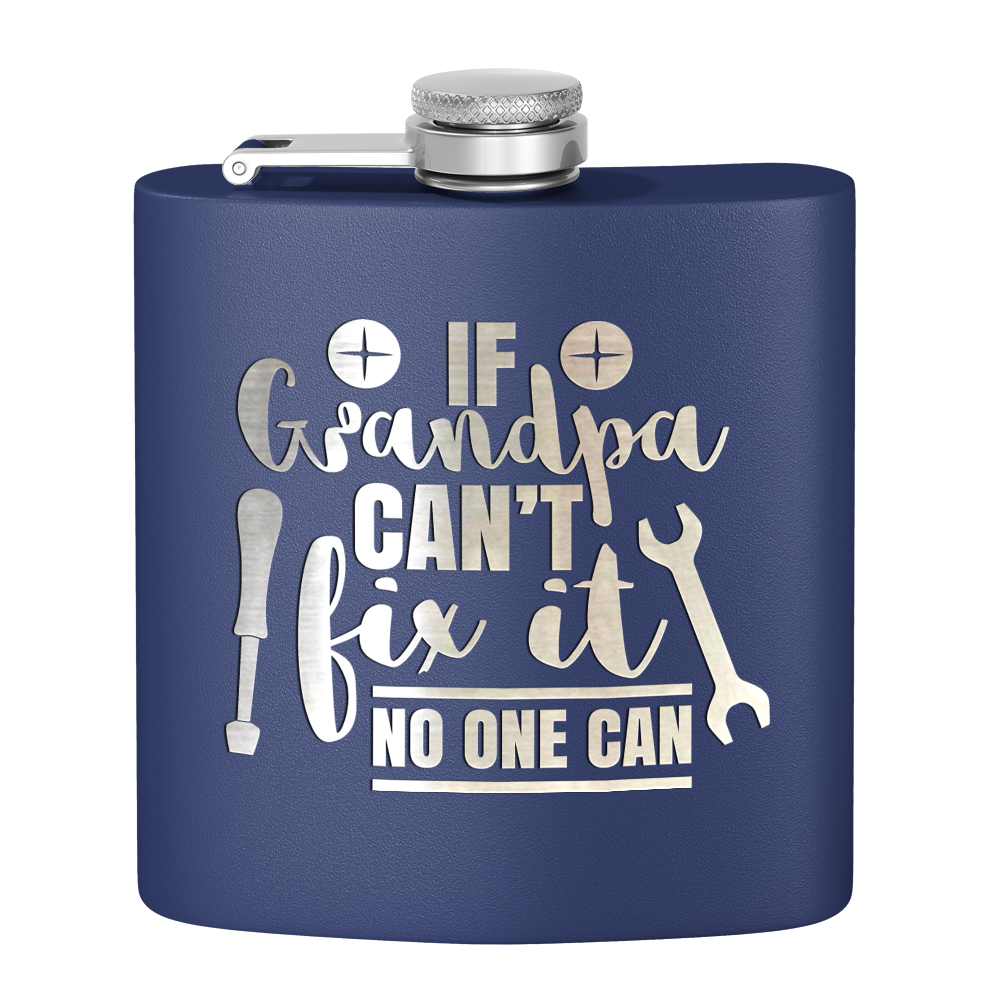 Grandpa Can Fix It 6 oz Stainless Steel Hip Flask
