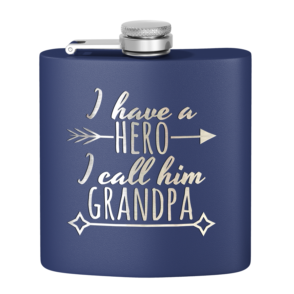 Grandpa Hero 6 oz Stainless Steel Hip Flask