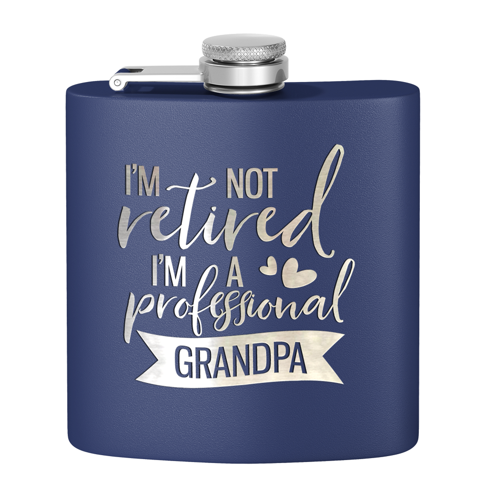 Professional Grandpa 6 oz Stainless Steel Hip Flask