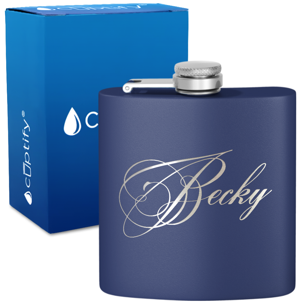 Personalized Decorative Script 6oz Hip Flask