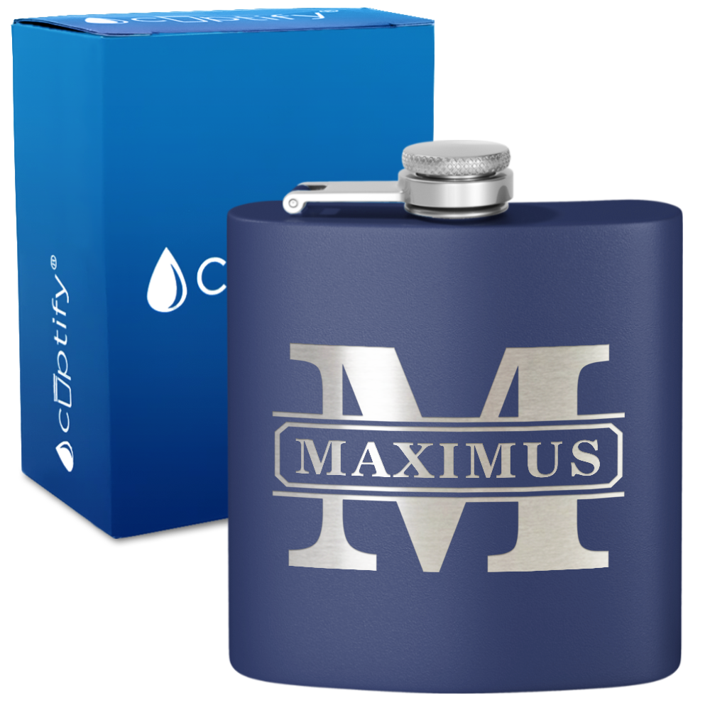 Personalized Vintage Block 6oz Hip Flask
