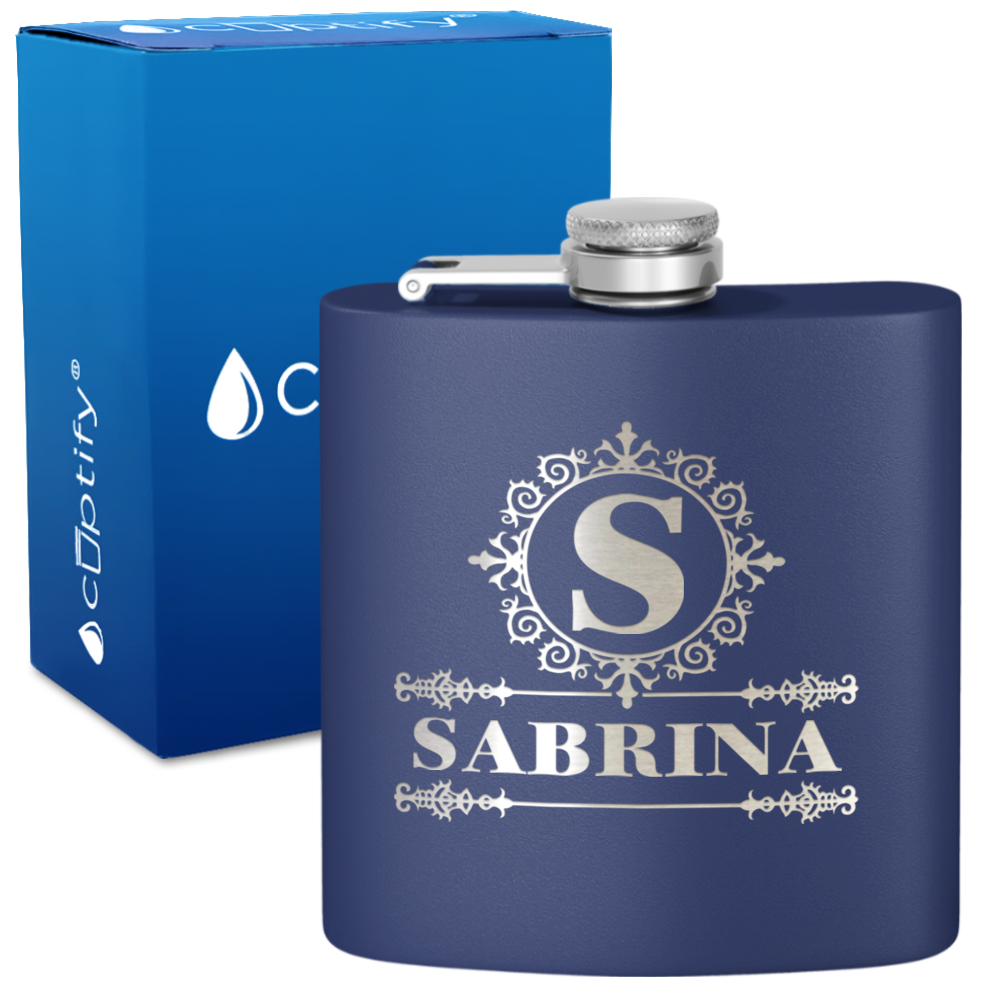 Personalized Ultramodern Initial and Name 6oz Hip Flask