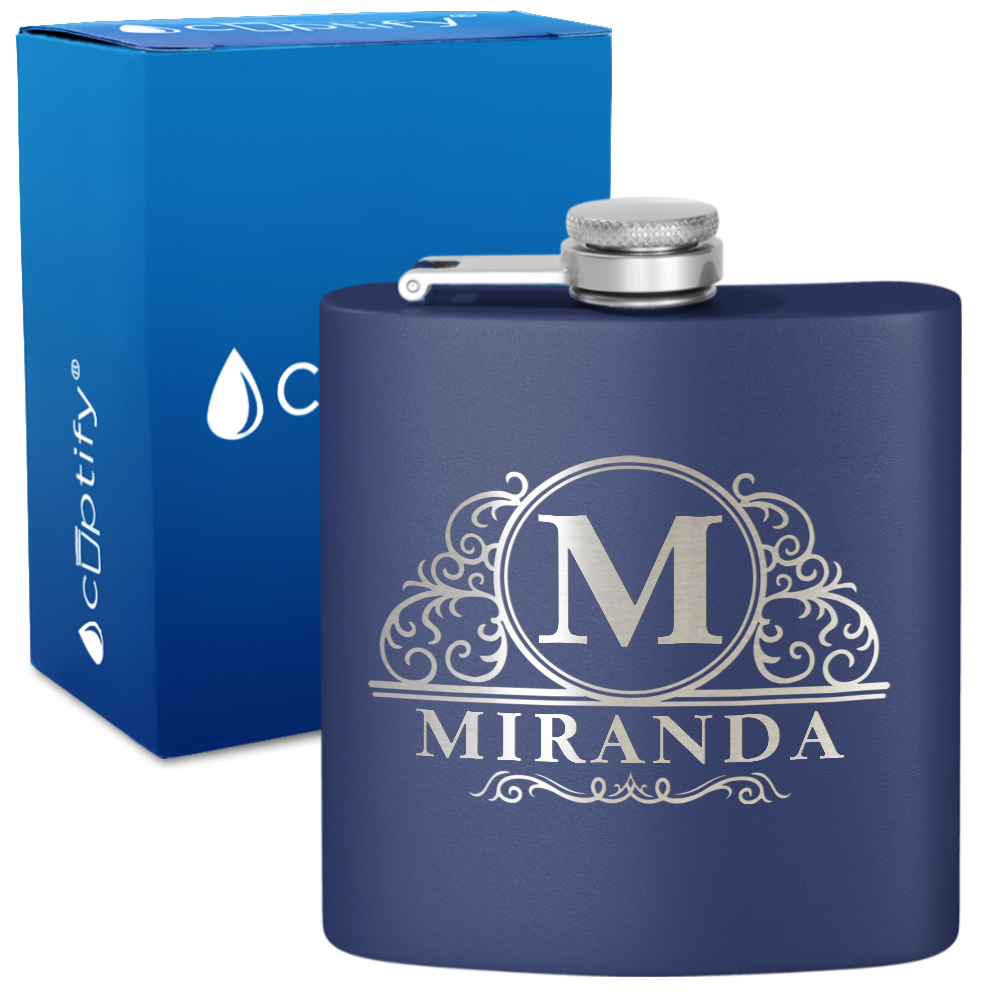 Personalized Elaborate Circle 6oz Hip Flask