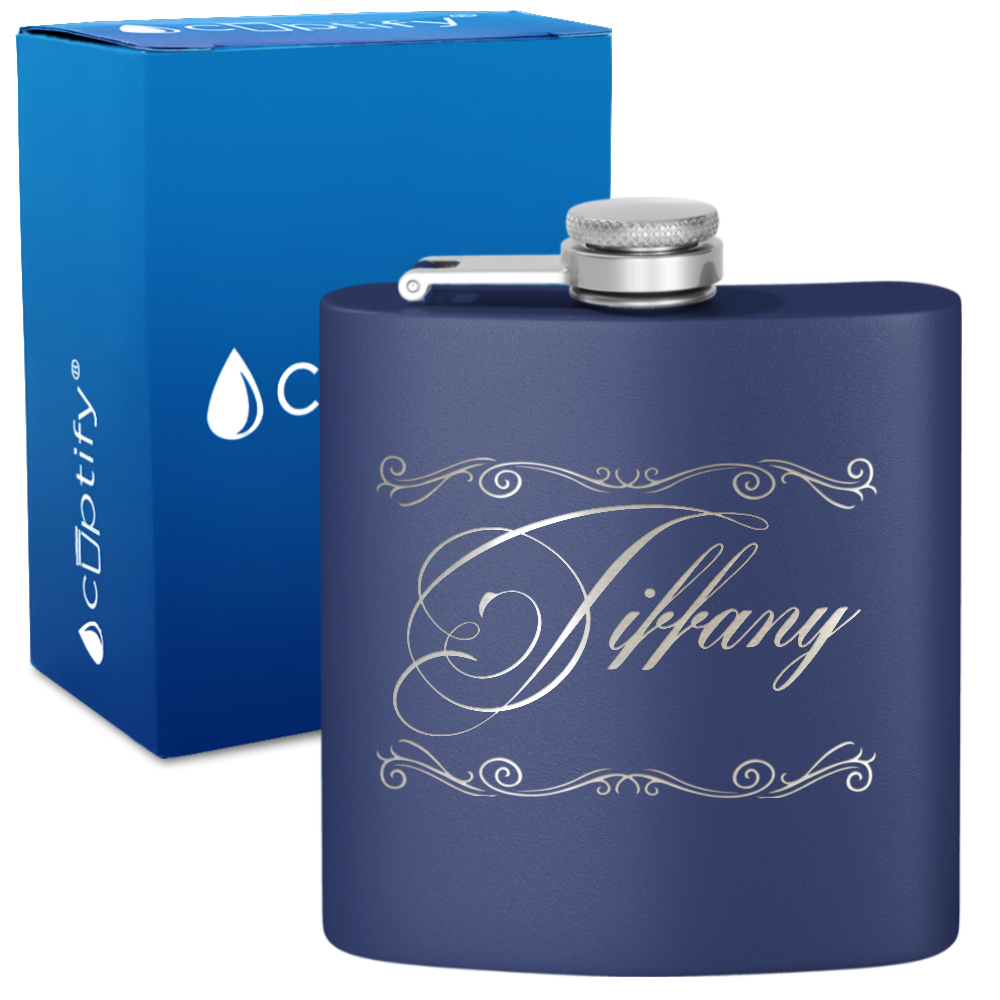 Personalized Scroll Script 6oz Hip Flask