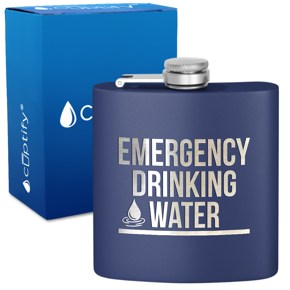 Emergency Drinking Water 6 oz Stainless Steel Hip Flask