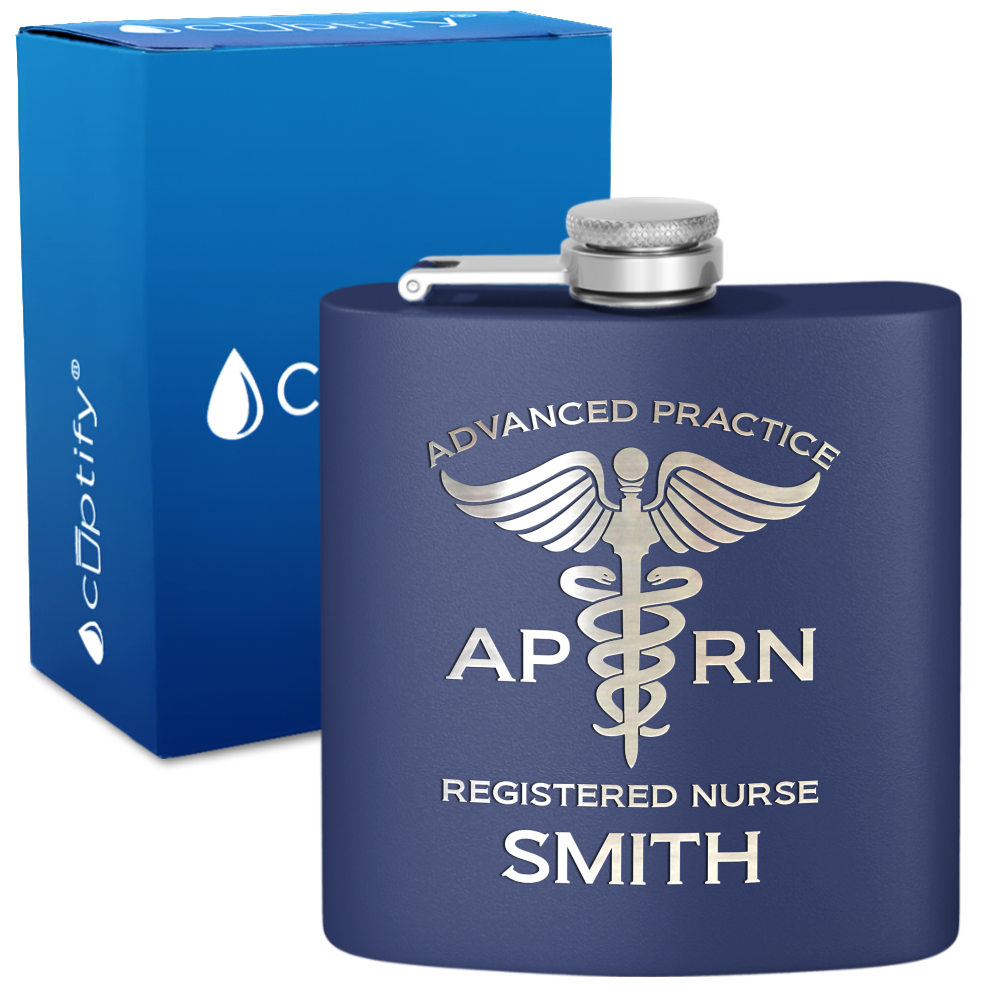 Personalized APRN Advanced Practice Registered Nurse 6oz Stainless Steel Hip Flask