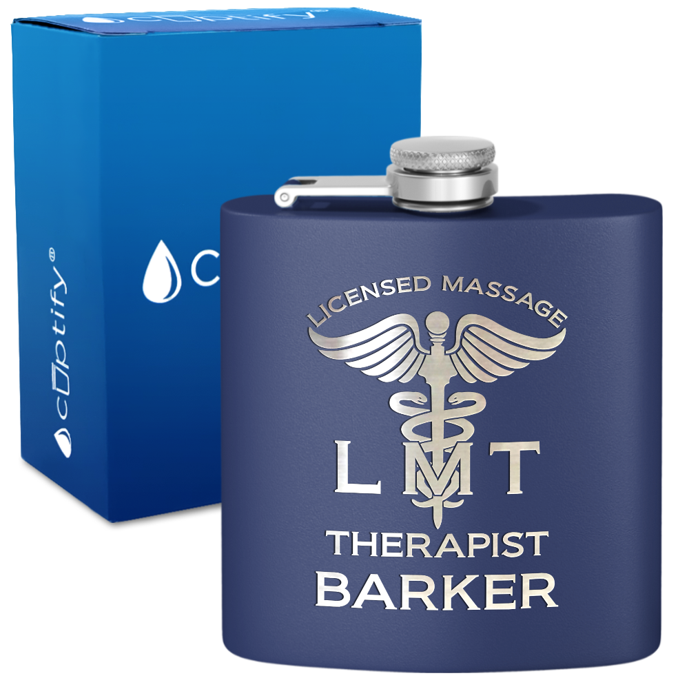 Personalized LMT Licensed Massage Therapist 6oz Stainless Steel Hip Flask