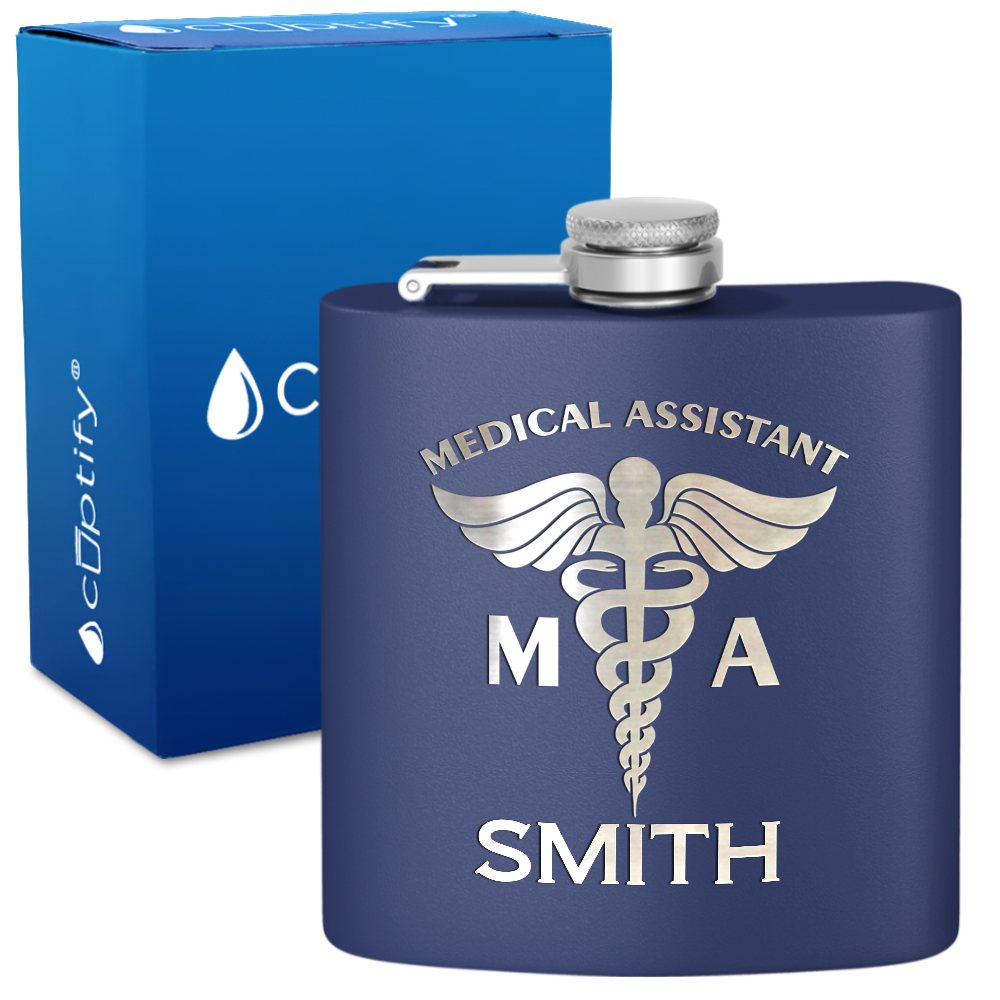 Personalized MA Medical Assistant 6oz Stainless Steel Hip Flask