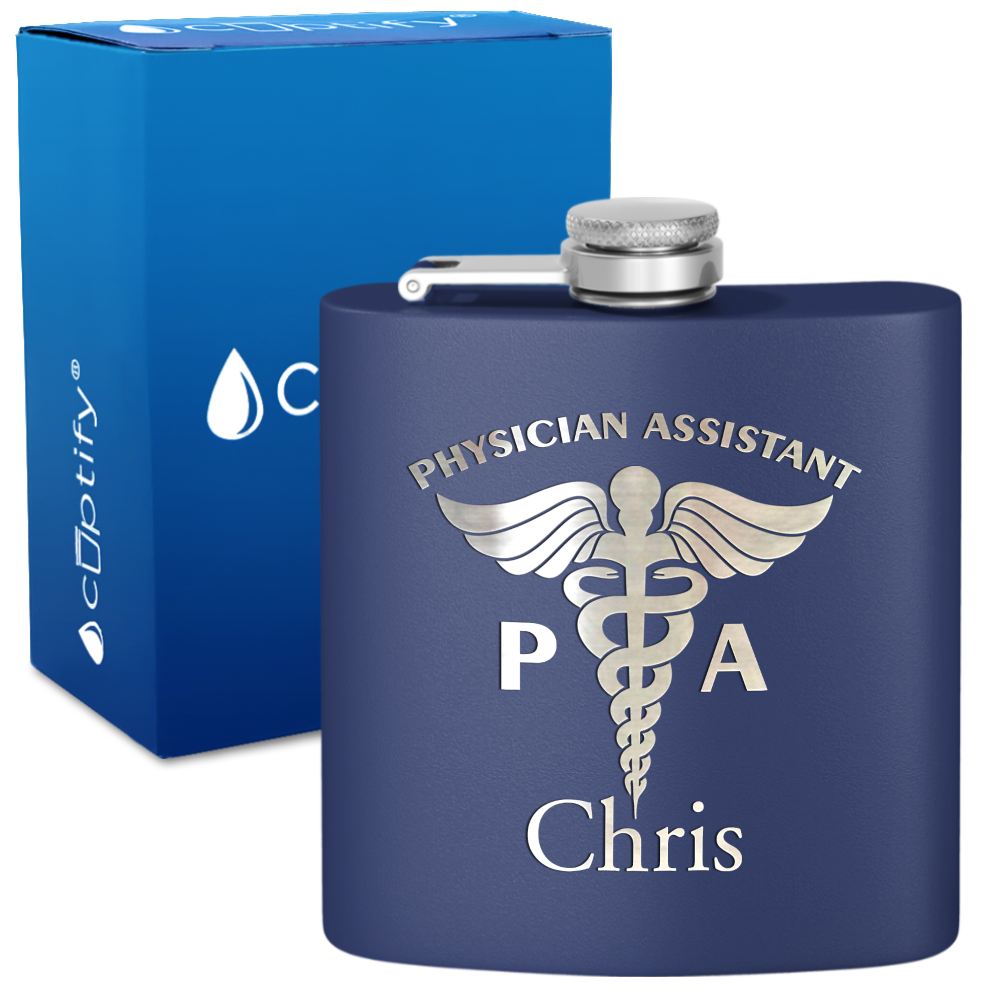 Personalized PA Physician Assistant 6oz Stainless Steel Hip Flask