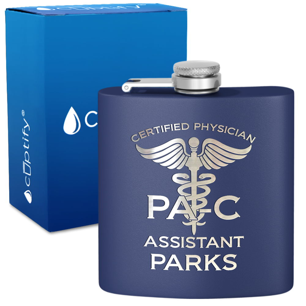 Personalized PA-C Certified Physician Assistant 6oz Stainless Steel Hip Flask