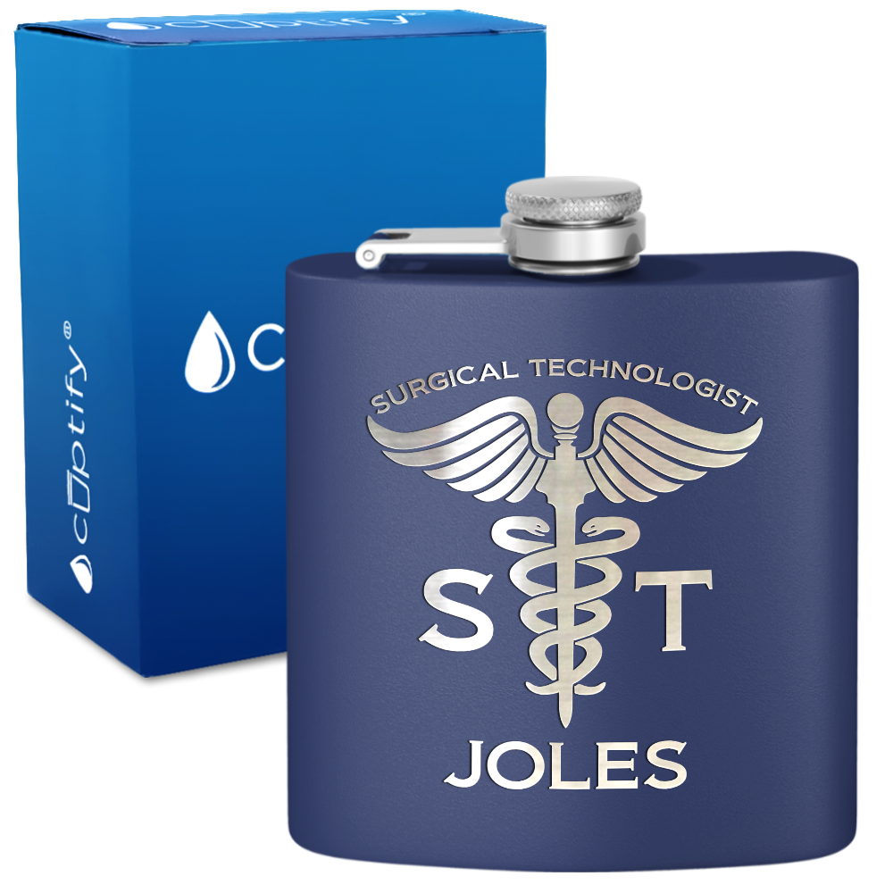 Personalized ST Surgical Technologist 6oz Stainless Steel Hip Flask