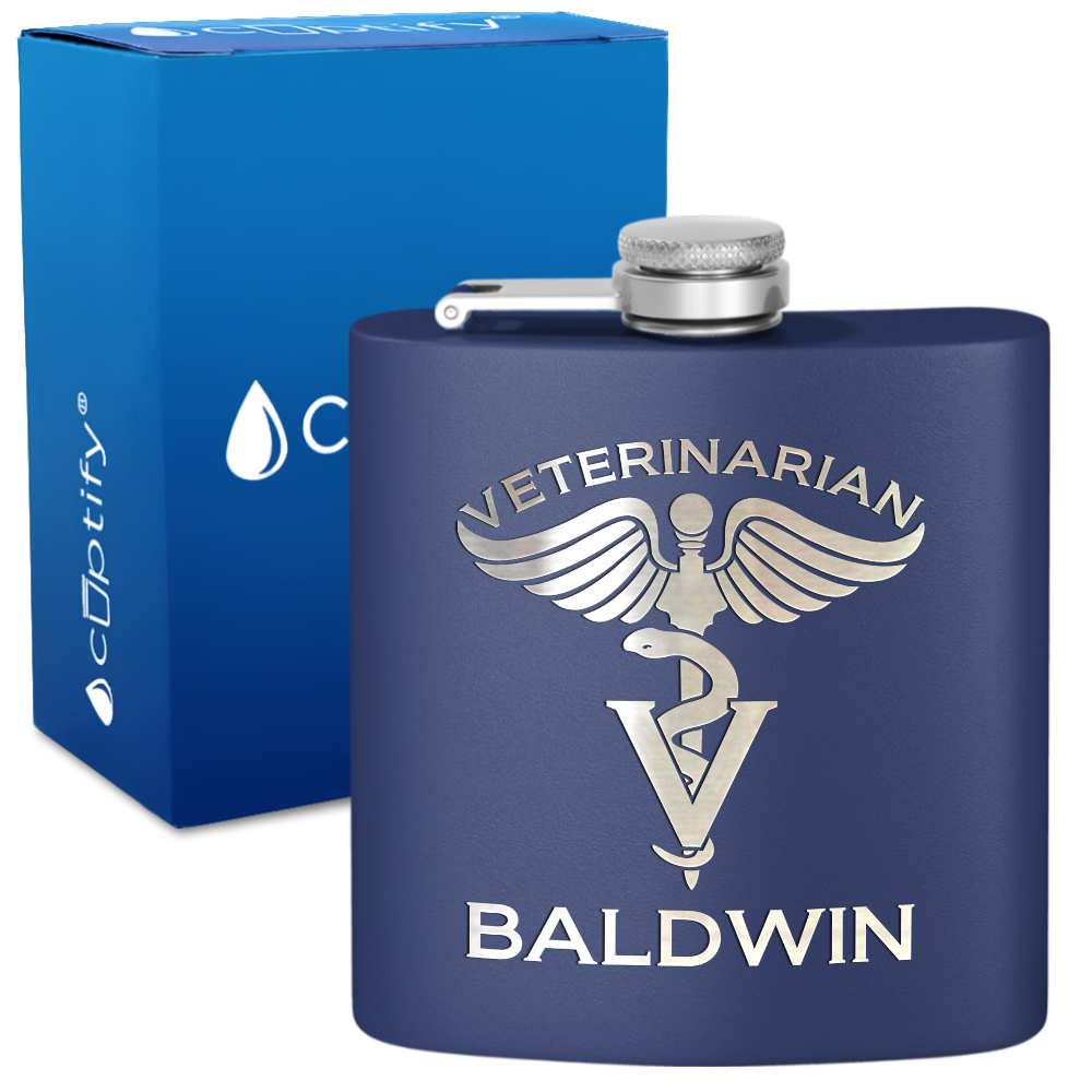 Personalized Veterinarian 6oz Stainless Steel Hip Flask