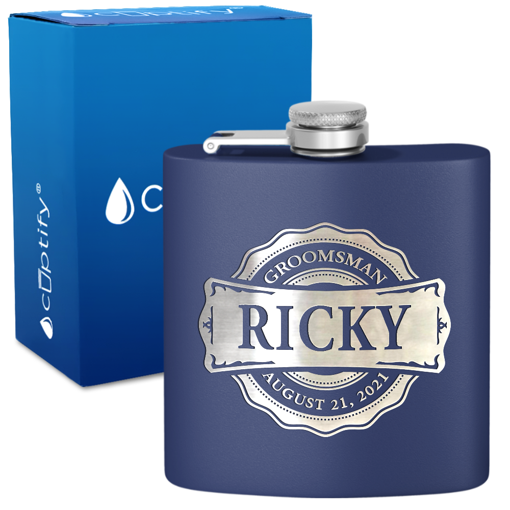 Personalized Groomsman Circle 6 oz Stainless Steel Hip Flask