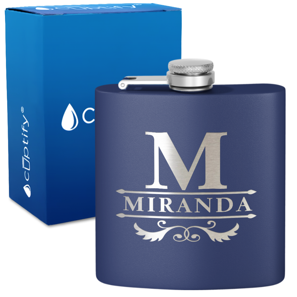 Personalized Initial Style 6oz Hip Flask