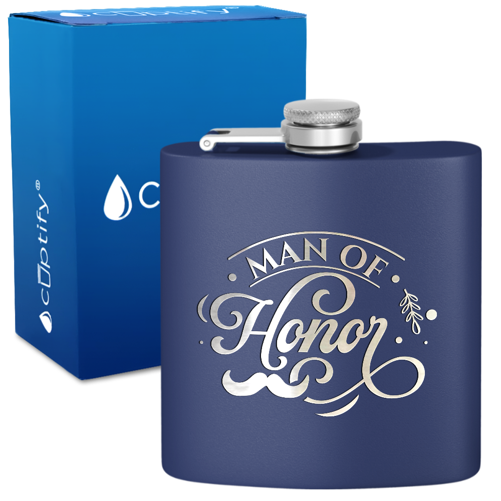 Man of Honor 6 oz Stainless Steel Hip Flask