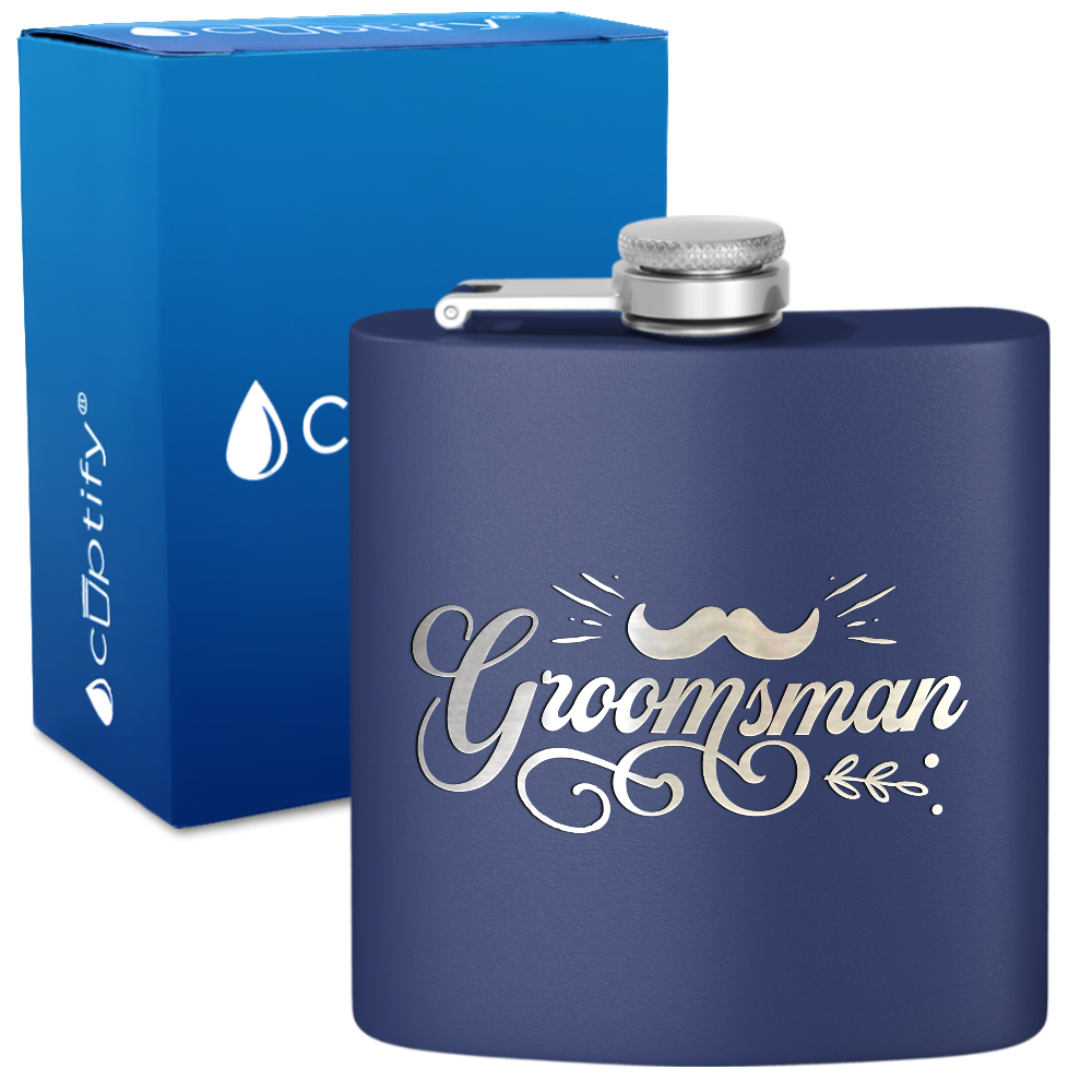 Groomsman Groovy 6 oz Stainless Steel Hip Flask