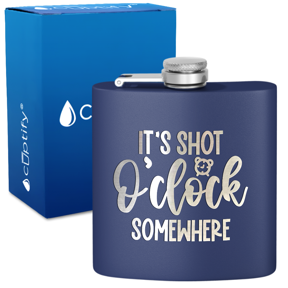 Its Shot O Clock 6 oz Stainless Steel Hip Flask