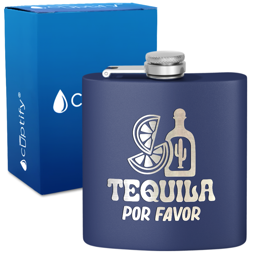 Tequila Por Favor 6 oz Stainless Steel Hip Flask