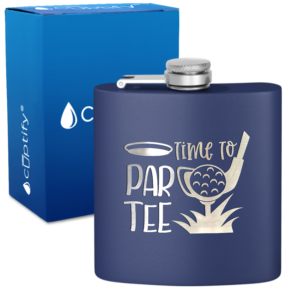Golf Time to Par-tee 6oz Stainless Steel Hip Flask