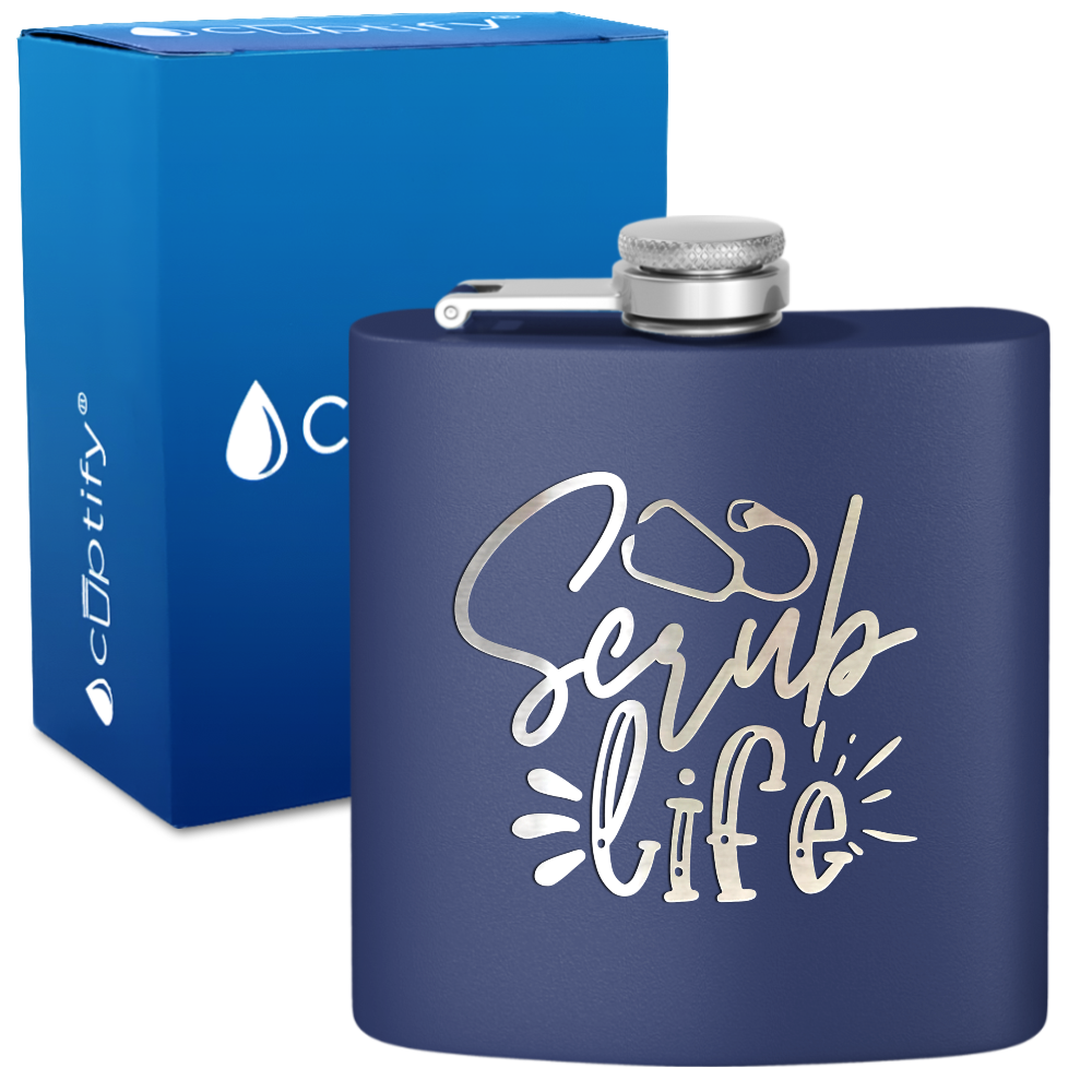 Scrub Life 6oz Stainless Steel Hip Flask