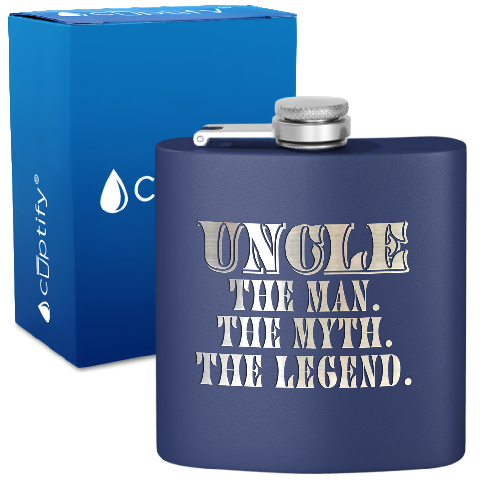 Uncle The Man The Myth The Legend 6oz Stainless Steel Hip Flask