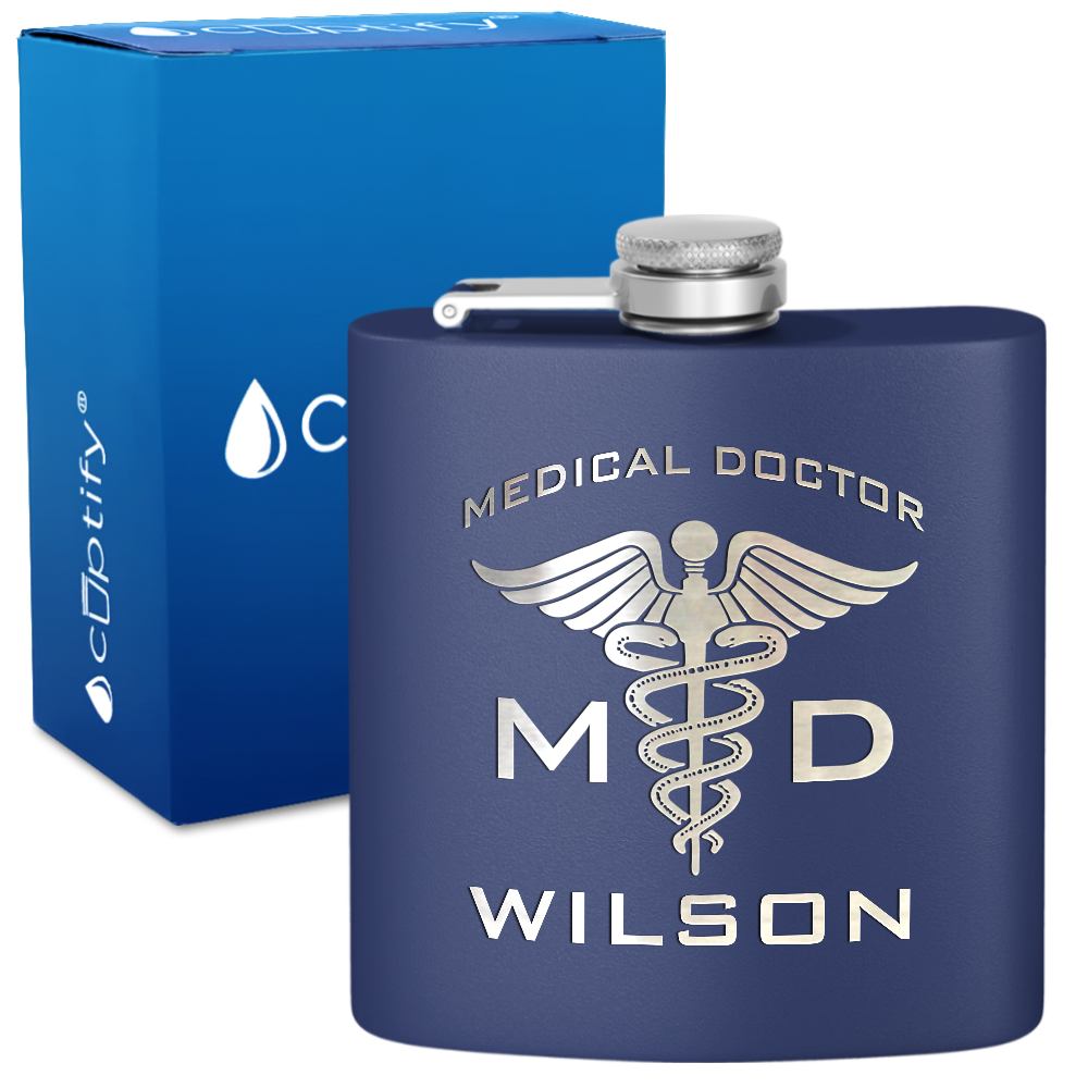 Personalized Medical Doctor 6oz Stainless Steel Hip Flask