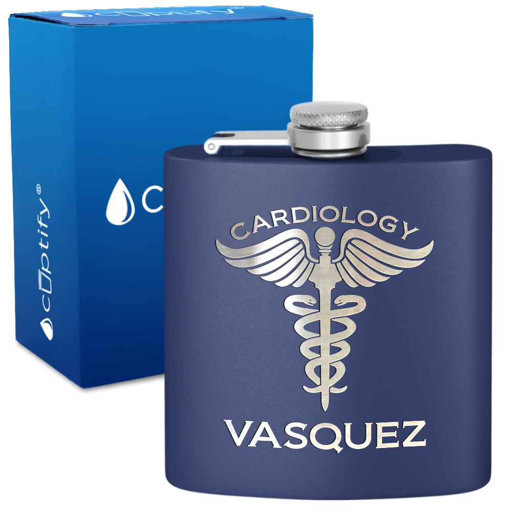 Personalized Cardiology 6oz Stainless Steel Hip Flask