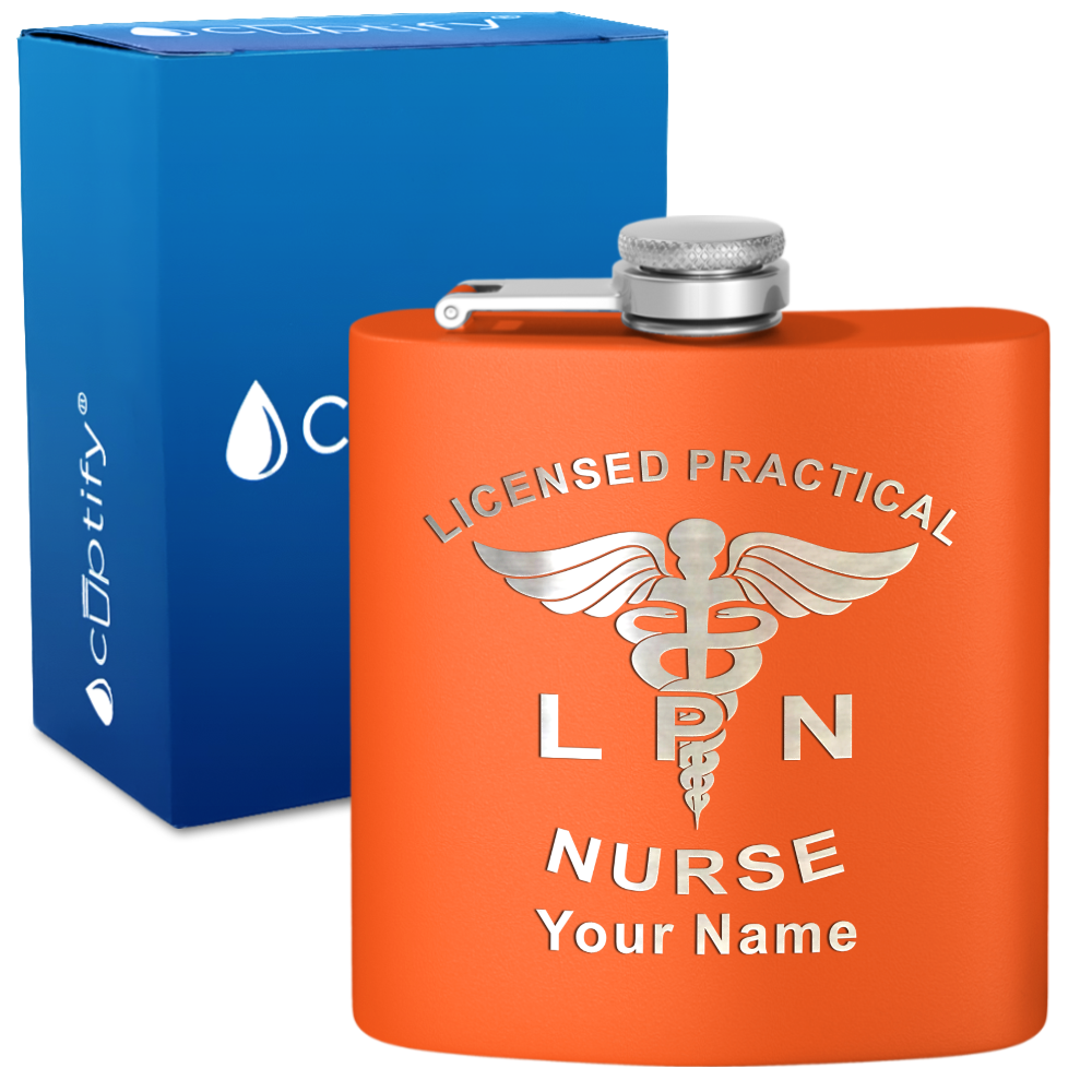 Personalized LPN Licensed Practical Nurse 6oz Stainless Steel Hip Flask