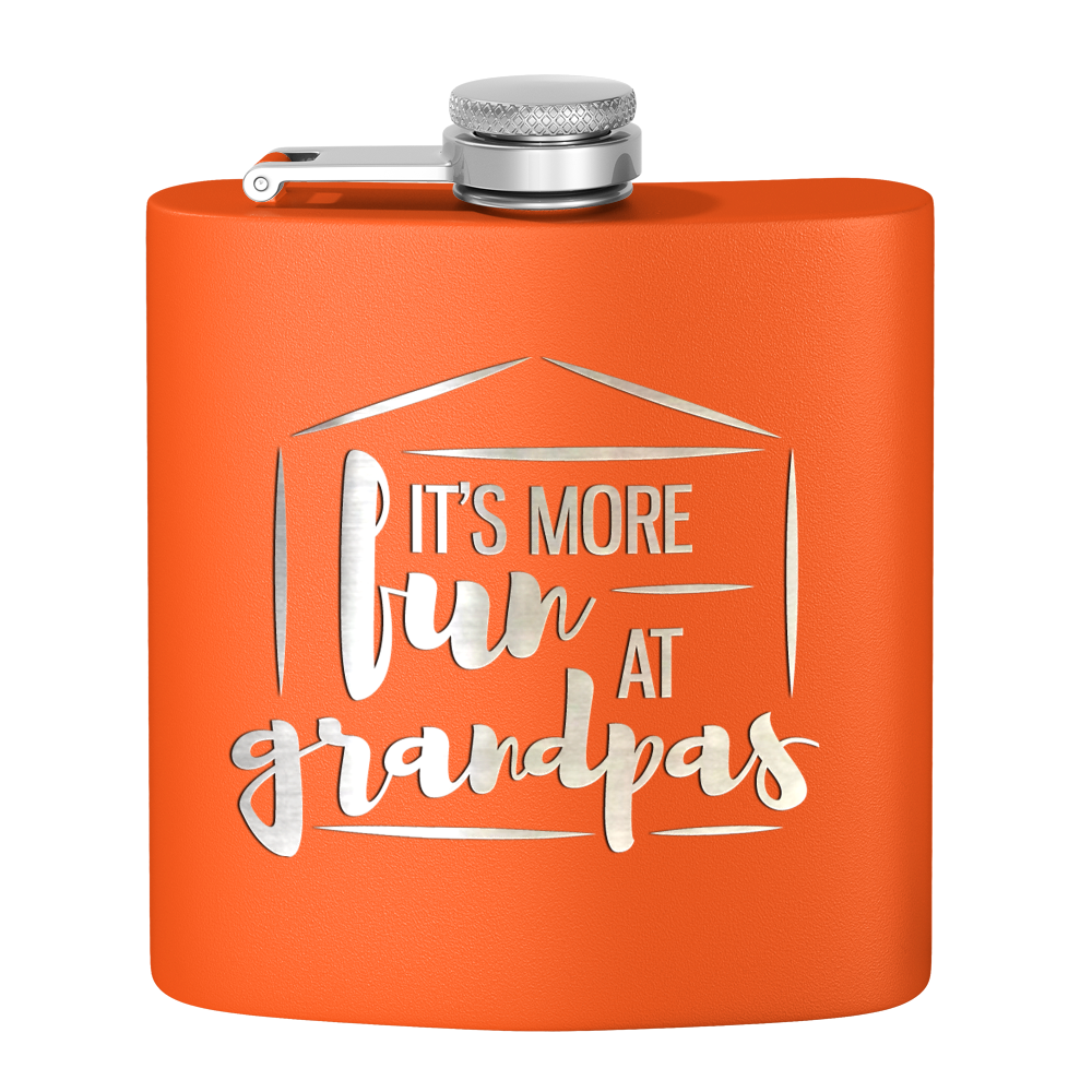 Fun At Grandpas 6 oz Stainless Steel Hip Flask