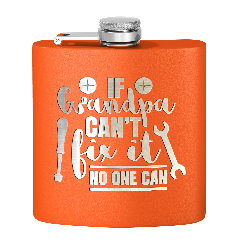 Grandpa Can Fix It 6 oz Stainless Steel Hip Flask